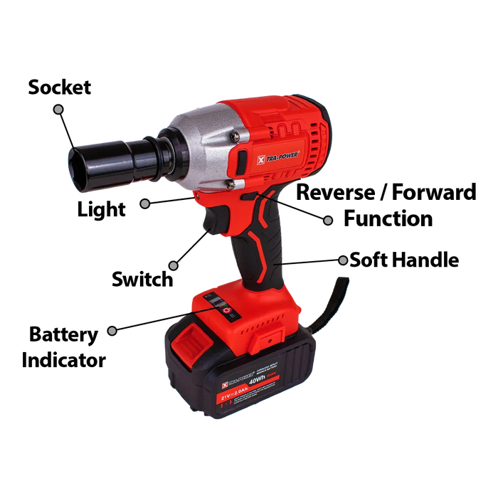 Xtra Power XPT 485 Cordless Impact Wrench with Kit 320NM