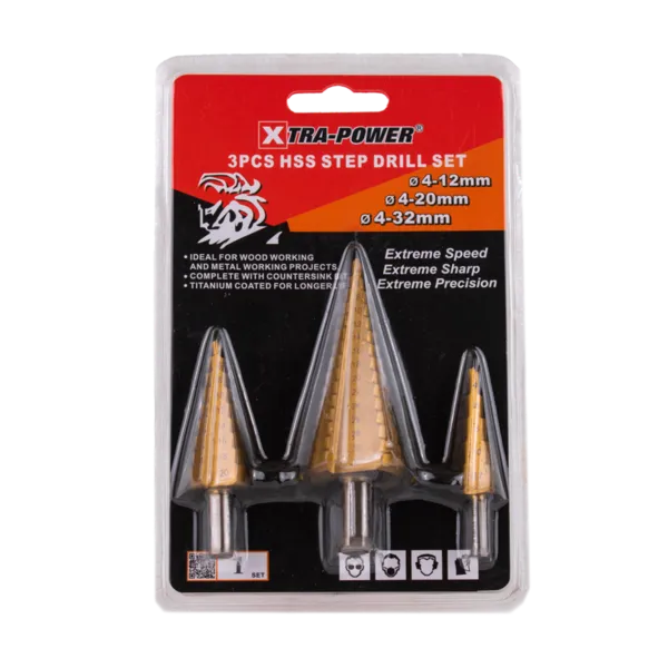 Xtra Power HSS Step Drill Bit Set 3 Pcs (Titanium)