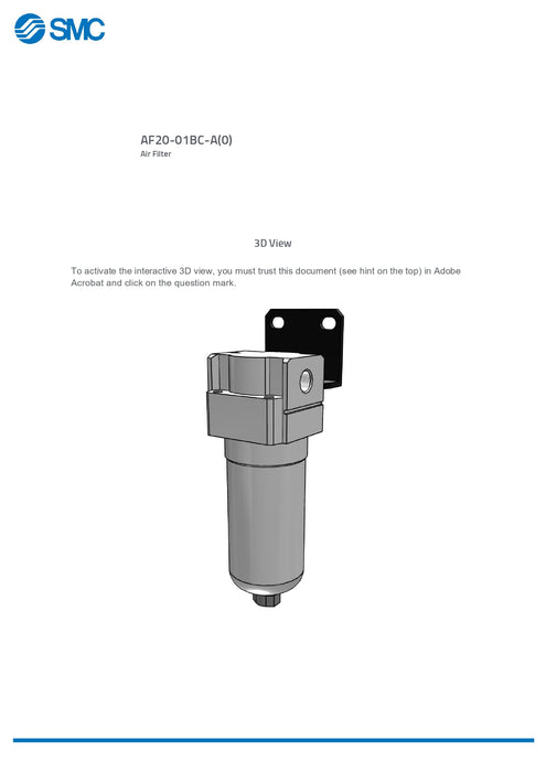 SMC Air Filter with Bracket Part No. AF20-01BC-A