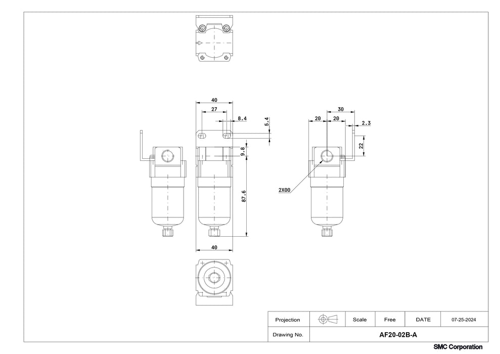 SMC Air Filter with Bracket Part No. AF20-02B-A