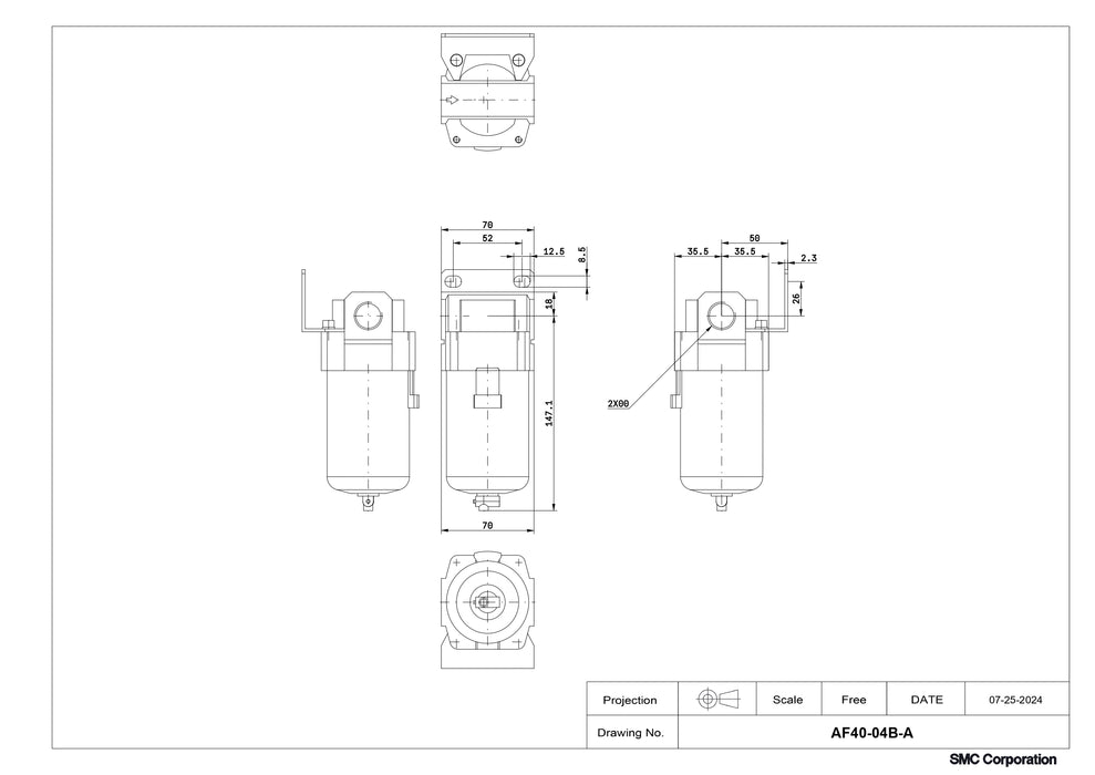 SMC Air Filter with Bracket Part No. AF40-04B-A