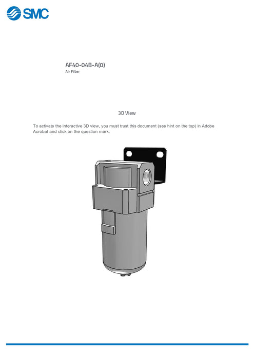 SMC Air Filter with Bracket Part No. AF40-04B-A