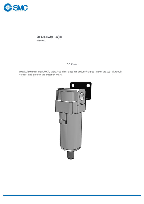 SMC Air Filter with Bracket Part No. AF40-04BD-A