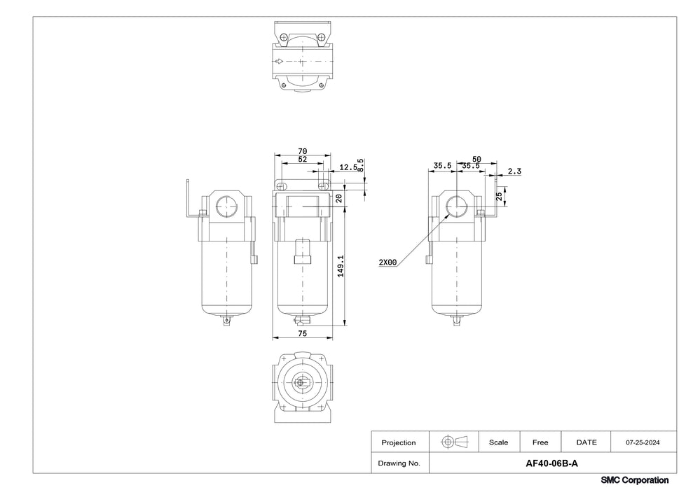 SMC Air Filter with Bracket Part No. AF40-06B-A