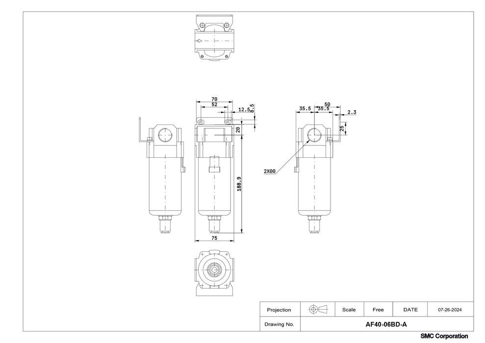 SMC Air Filter with Bracket Part No. AF40-06BD-A