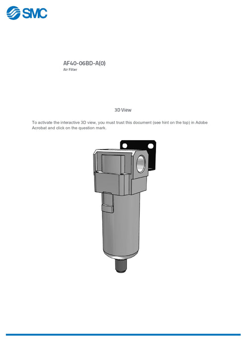 SMC Air Filter with Bracket Part No. AF40-06BD-A