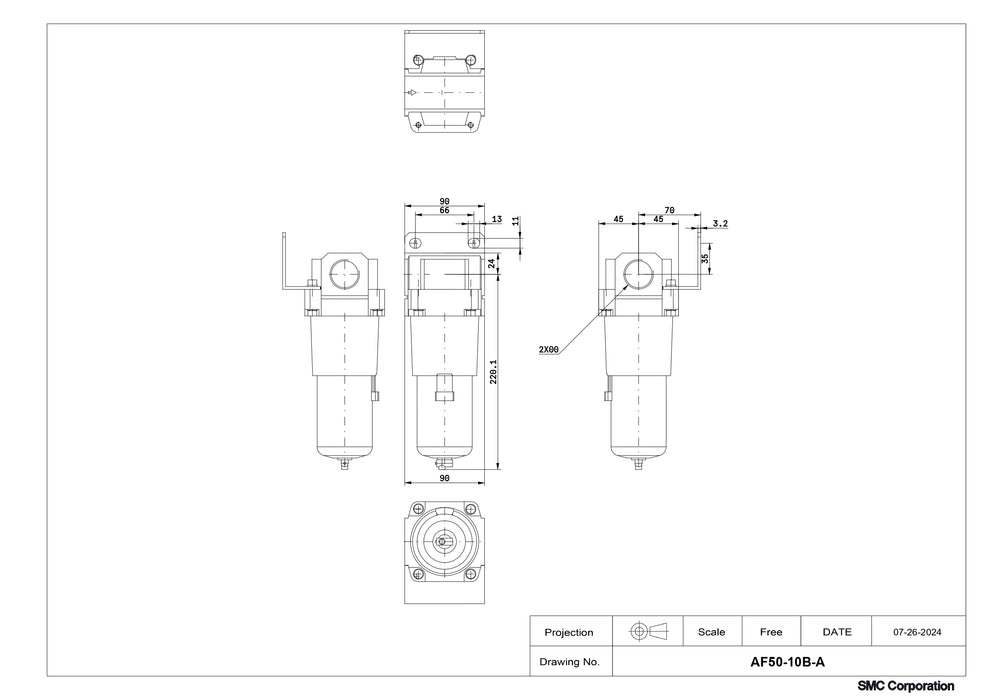 SMC Air Filter with Bracket Part No. AF50-10B-A