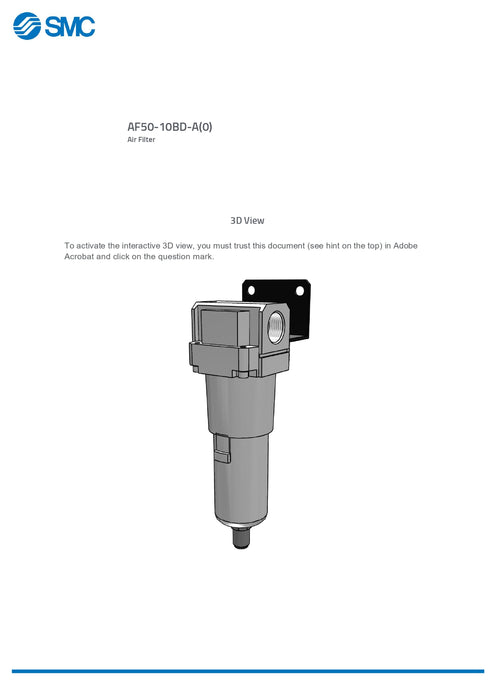 SMC Air Filter with Bracket Part No. AF50-10BD-A