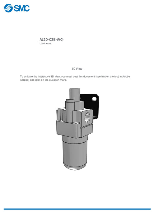 SMC Air Lubricator with Bracket Part No. AL20-02B-A