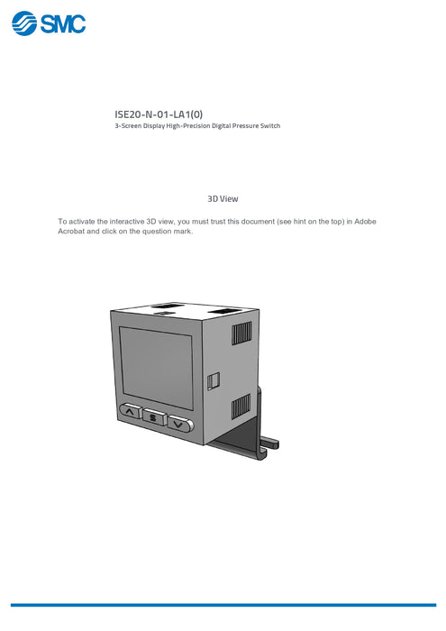 SMC Display High-Precision Digital Pressure Switch Part No. ISE20-N-01-LA1