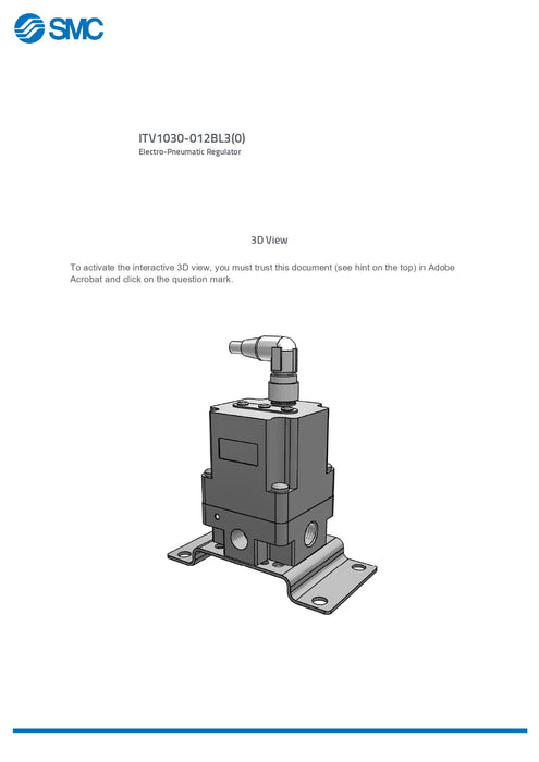 SMC Electro-Pneumatic Regulator Part No. ITV1030-012BL3