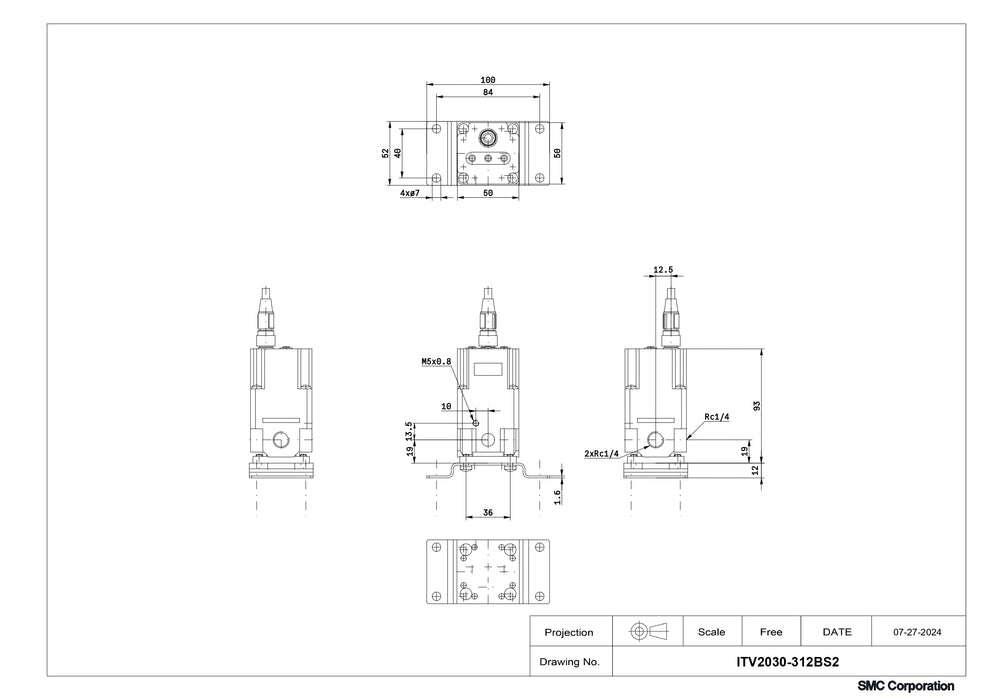 SMC Electro-Pneumatic Regulator Part No. ITV2030-312BS2