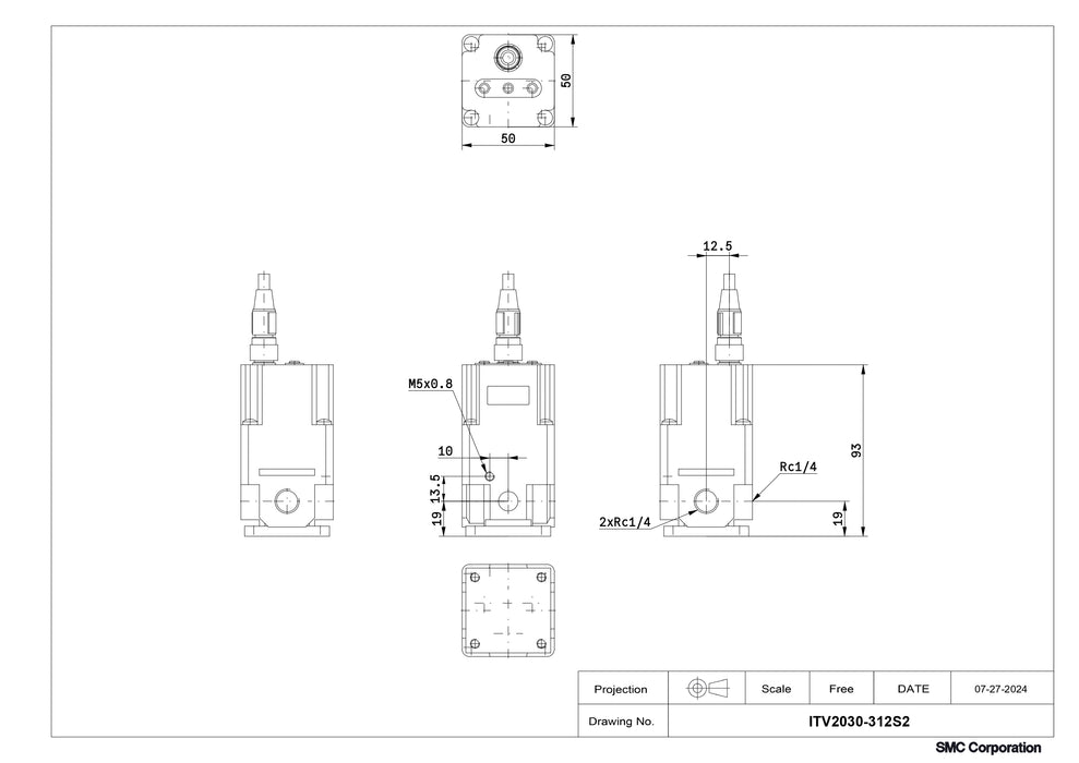 SMC Electro-Pneumatic Regulator Part No. ITV2030-312S2