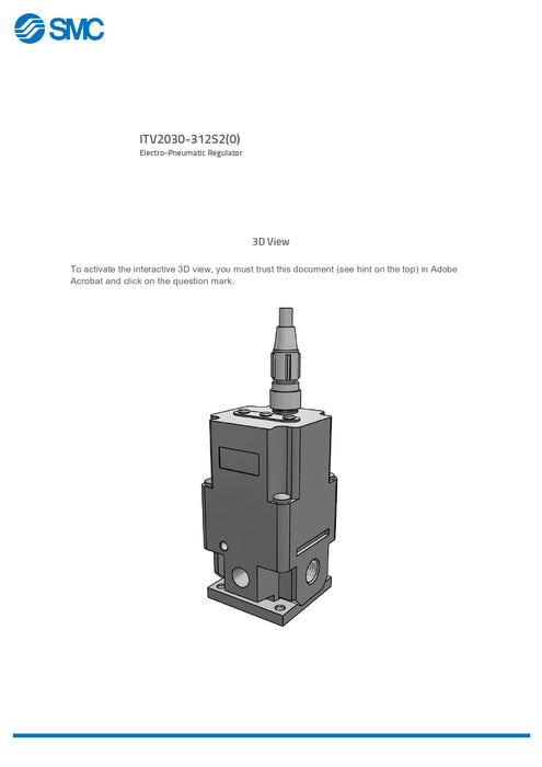 SMC Electro-Pneumatic Regulator Part No. ITV2030-312S2