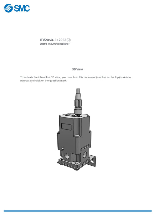 SMC Electro-Pneumatic Regulator Part No. ITV2050-312CS3