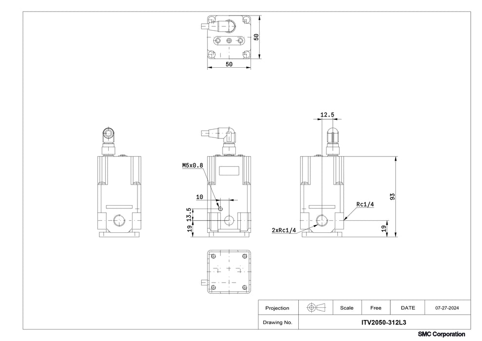 SMC Electro-Pneumatic Regulator Part No. ITV2050-312L3