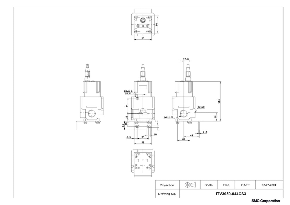 SMC Electro-Pneumatic Regulator Part No. ITV3050-044CS3