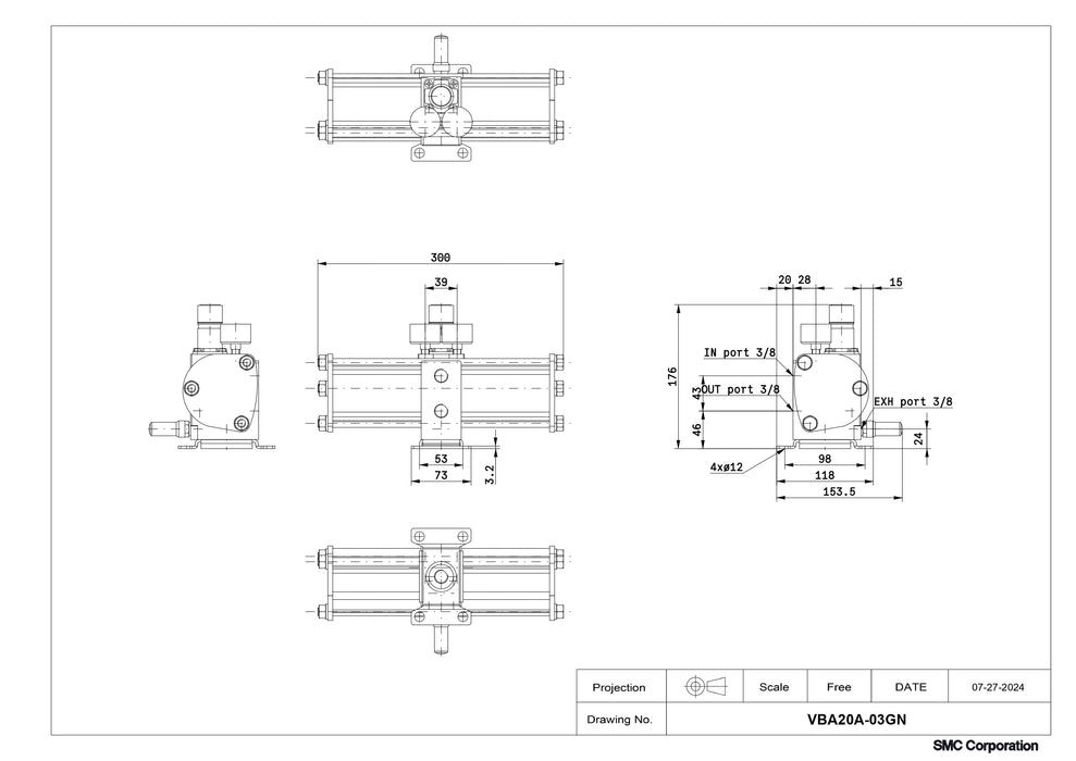 SMC Booster Regulator Part No. VBA20A-03GN